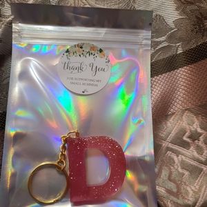 Pink glitter keychain